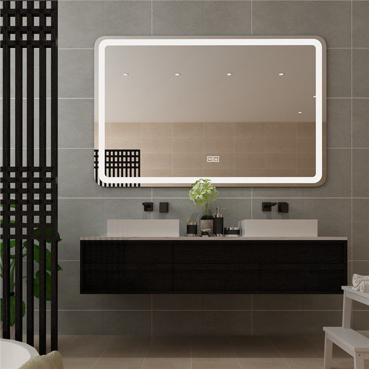 Rectangular Bath Vanites Waterproof Fogless Washroom LED Backlit Light Bathroom Intelligent Makeup Mirror with Touch Controller/Bluetooth Music Play CE ETL IP44