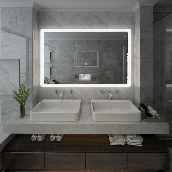 Factory Price Anti Fog LED Light Bathroom Smart Makeup Vanity Mirror with Dimmable Switch Color Temperature