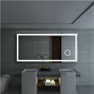 LED Lighted Mirror Bathroom Wall Mounted Backlit Design with Adjustable Daylights and Memory Touch Button, Defogger and Waterproof