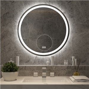 Square Digital Lighted Cosmetic Mirror for Bathroom Wall